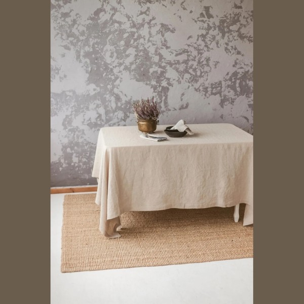 Miyolin Yıkanmış Keten Masa Örtüsü, Ham Keten Masa Örtüsü, Bej Keten Masa Örtüsü - 110 x 200 cm Masa Örtüsü Fiyatı