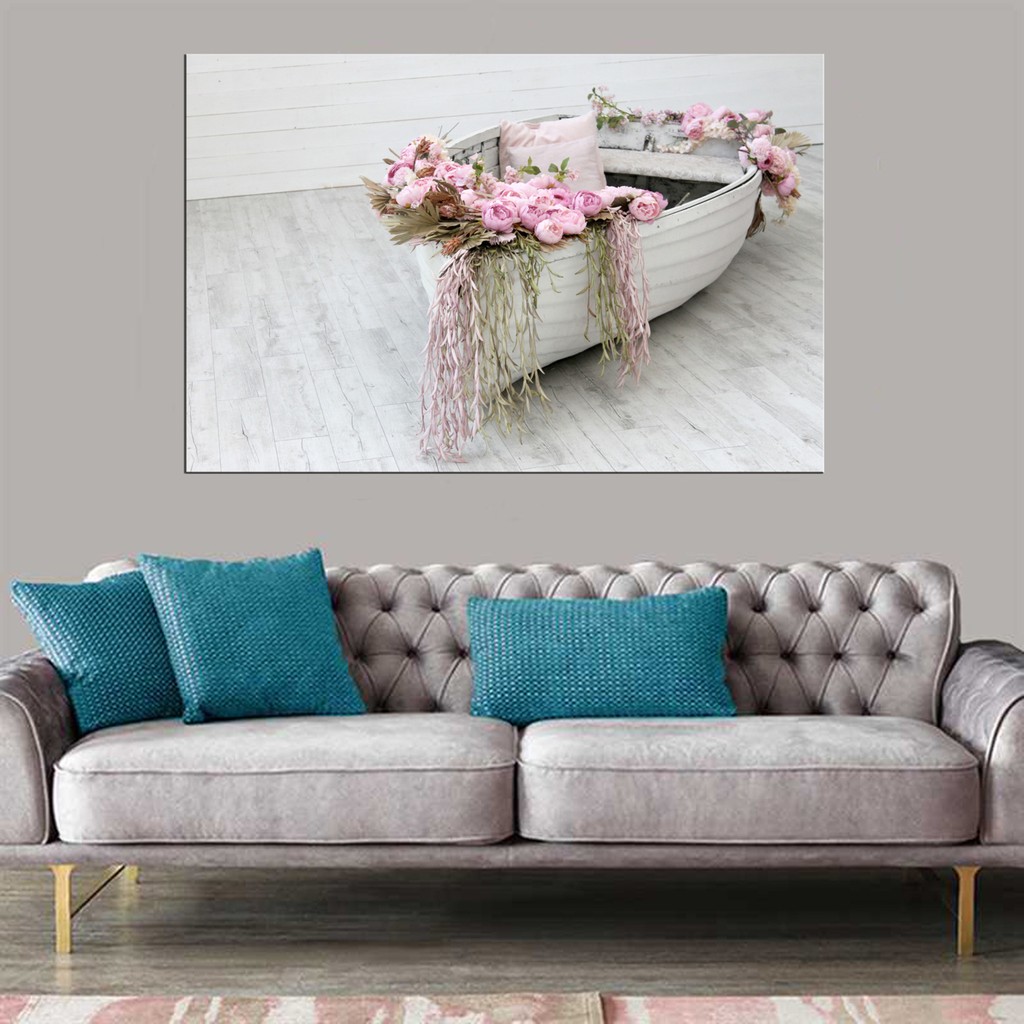 Miyrem Exclusive Serie"  Kayıkta Çiçekler Kanvas Tablo - 100 x 70 cm - Renkli Kanvas Tablo Fiyatı
