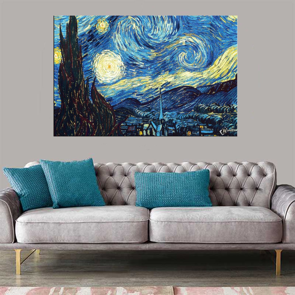 Miyrem Exclusive Serie"  Yıldızlı Gece Kanvas Tablo - 50 x 70 cm - Renkli Kanvas Tablo Fiyatı