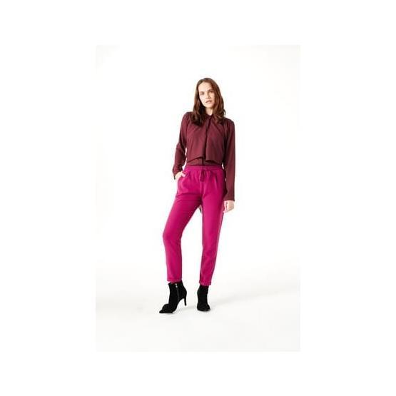 Mizalle 18KGMZL2011025 Fuşya Beli Lastikli Duble Paça Kadın Pantolon