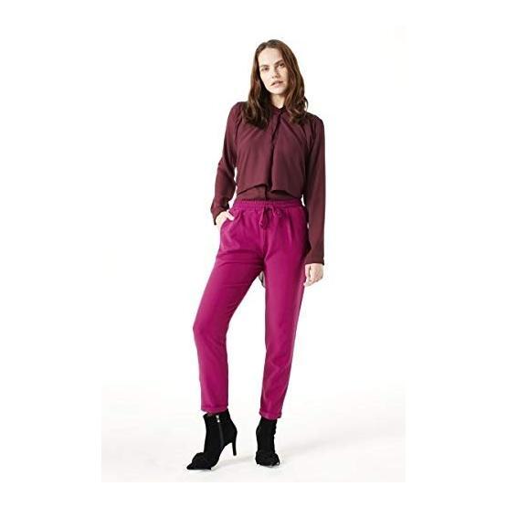 Mizalle 18KGMZL2011025 Fuşya Beli Lastikli Duble Paça Kadın Pantolon