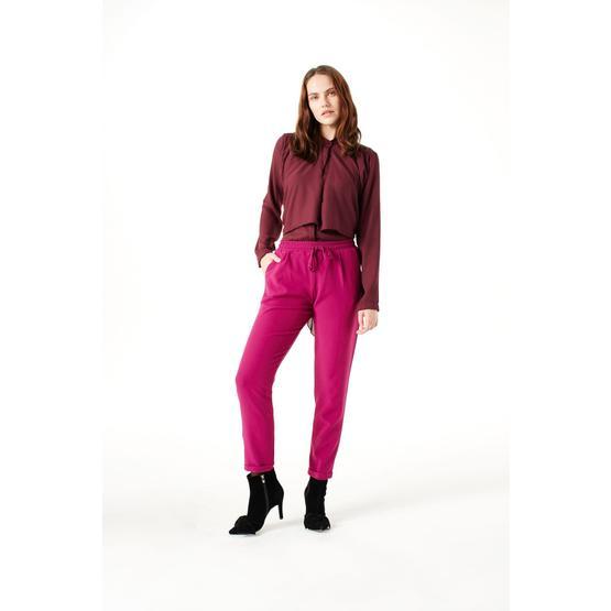 Mizalle 18KGMZL2011025 Fuşya Beli Lastikli Duble Paça Kadın Pantolon