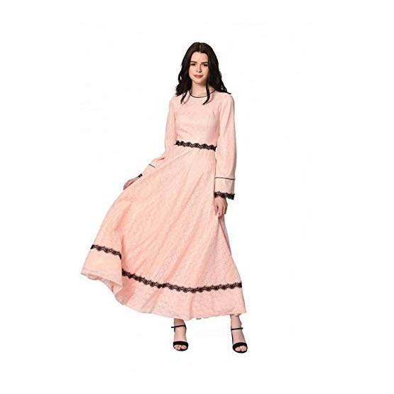 Mizalle 19YGMZL1010042 Pembe Dantel Şerit Detaylı Abiye Kadın Elbise Elbise Fiyatı