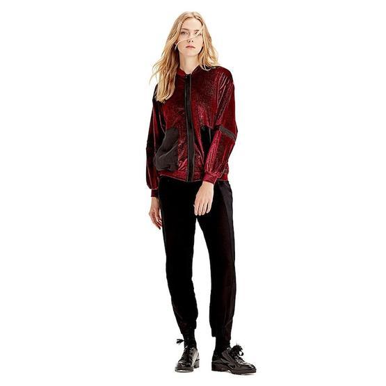 Mizalle Bordo Organze Detaylı Kadife Bomber Kadın Yelek Fiyatı