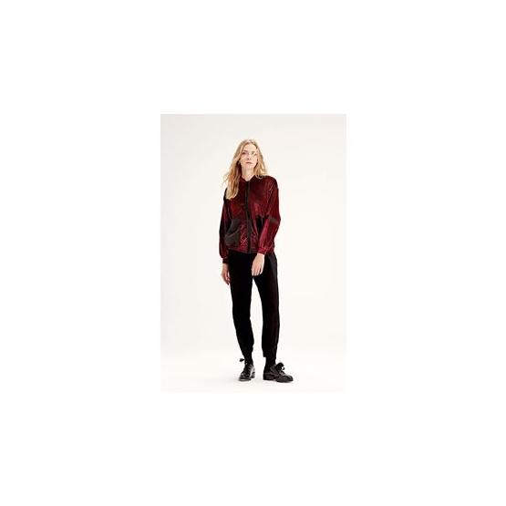 Mizalle Bordo Organze Detaylı Kadife Bomber