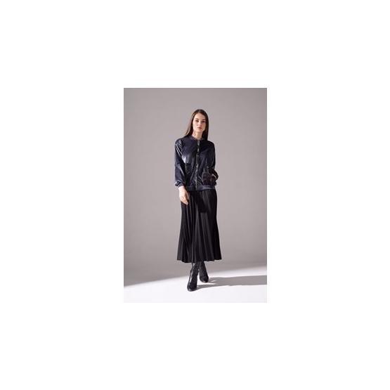 Mizalle Gri Organze Detaylı Kadife Bomber
