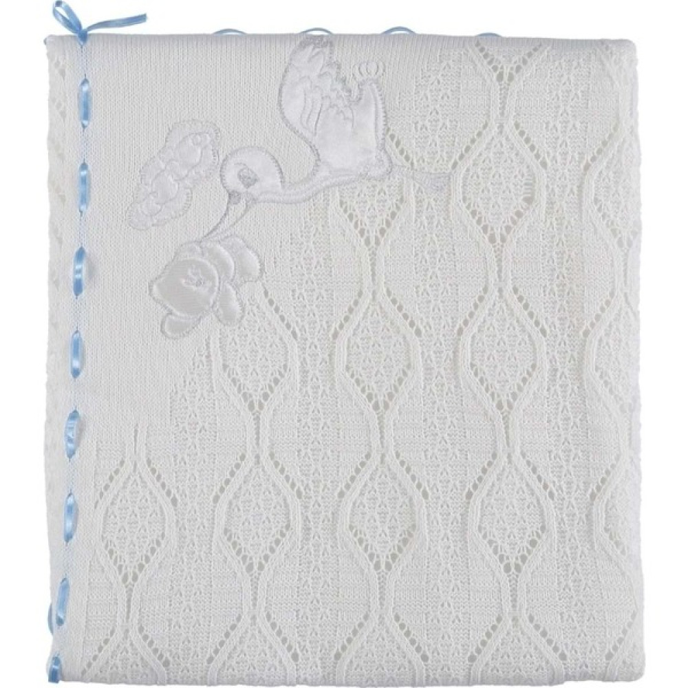 Mızmız Bebe Elyaflı Leylekli Battaniye 80 x 100 cm Beyaz Mavi - Beyaz - Mavi Oto Boyaları Fiyatı