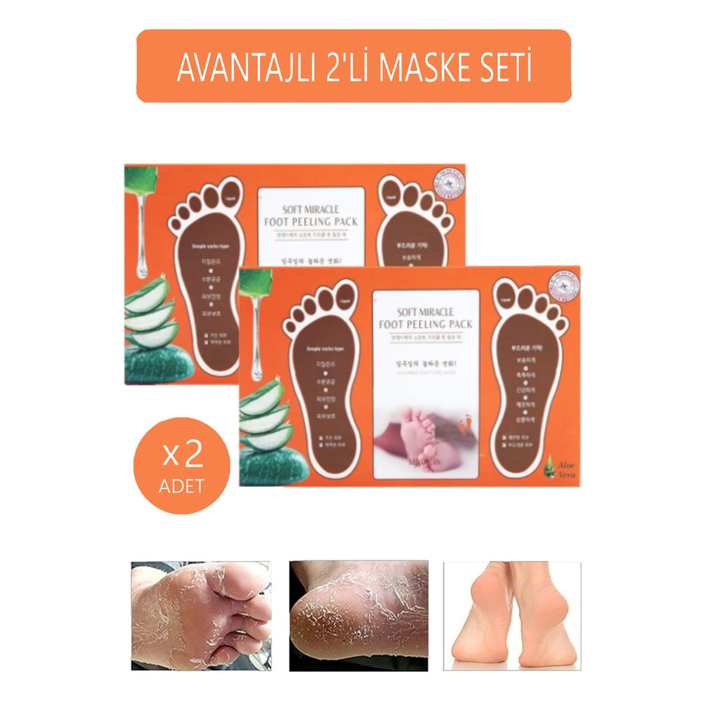 MJKOREAN 2li Aleovera Ayak Soyucu Çorap Ölü Derileri Soyan Ayak Çorabı Peeling Maskesi - 2 Adet Ayak Bakımı Fiyatı