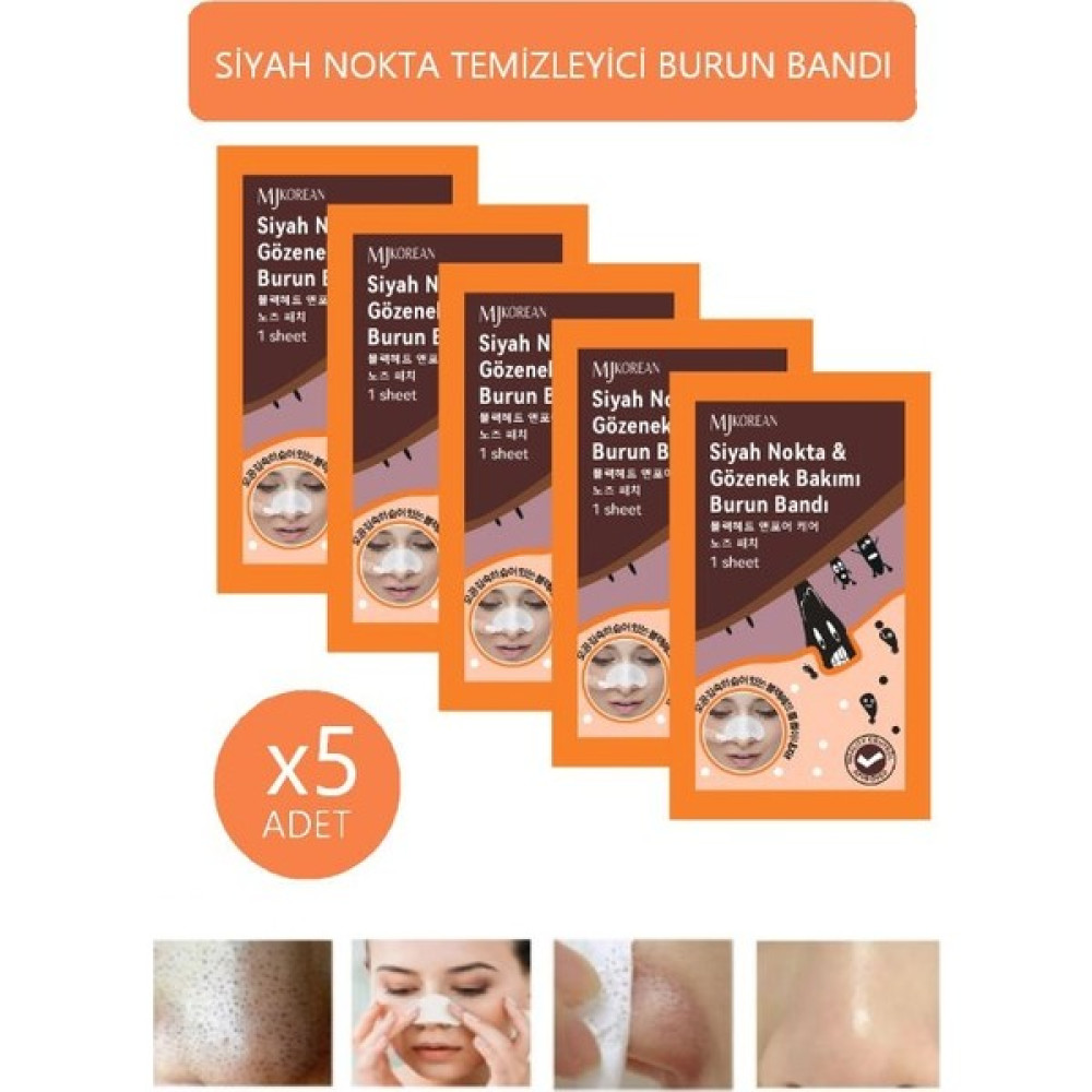 Mjkorean 5'li Siyah Nokta ve Gözenek Temizleyici Burun Bandı MJKOREAN5NOSEPACK - TEK RENK Makyaj Temizleyicileri Fiyatı