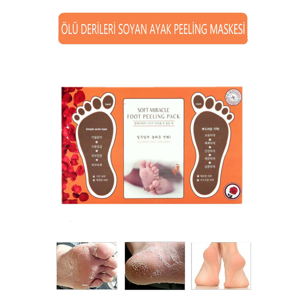 MJKOREAN Gül Ayak Soyucu Çorap Ölü Derileri Soyan Ayak Çorabı Peeling Maskesi Ayak Bakımı Fiyatı