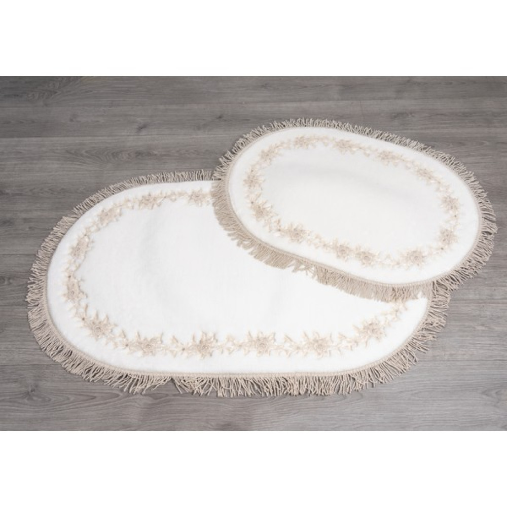 Mk Hometeks Rüya Serisi 2'li Banyo Paspas Takımı - 64 x 87 cm - 70 x 120 cm - Beyaz Klozet Takımı Fiyatı