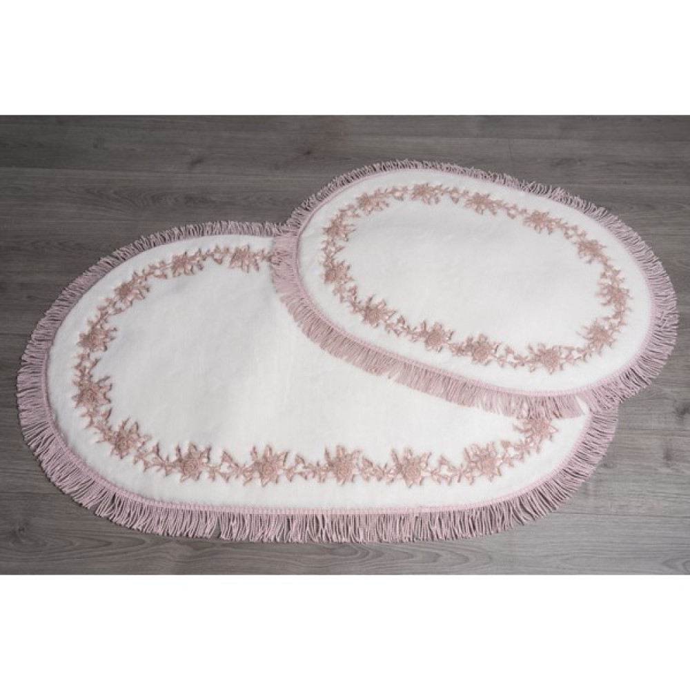 Mk Hometeks Rüya Serisi 2'li Banyo Paspas Takımı - 64 x 87 cm - 70 x 120 cm - Beyaz - Pudra Klozet Takımı Fiyatı