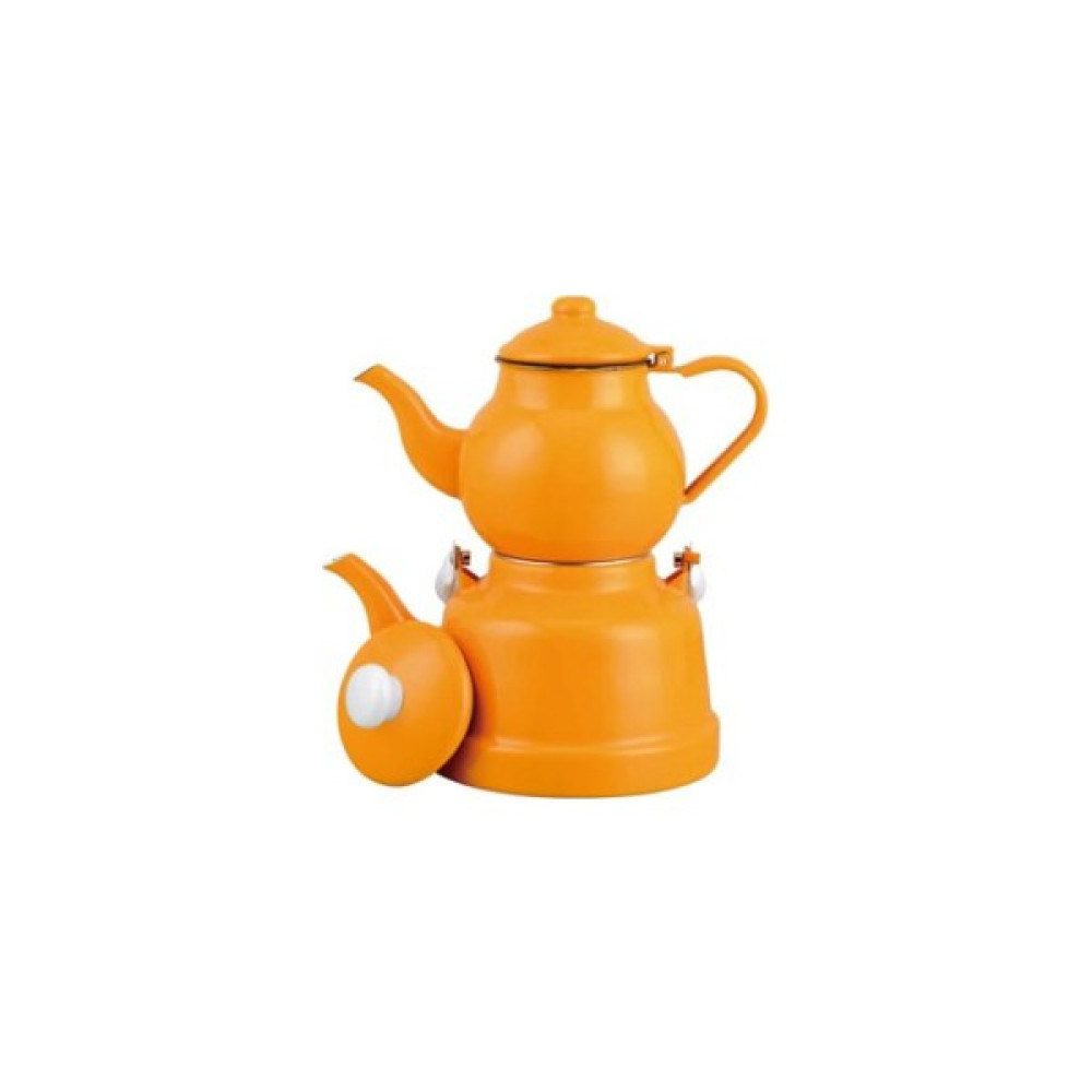 M&K Kitchen Ebru Emaye Hardal Çaydanlık Takımı Vintage Nostalji Orta Boy EÇTH03 - Sarı Çay / Çaydanlık Setleri Fiyatı