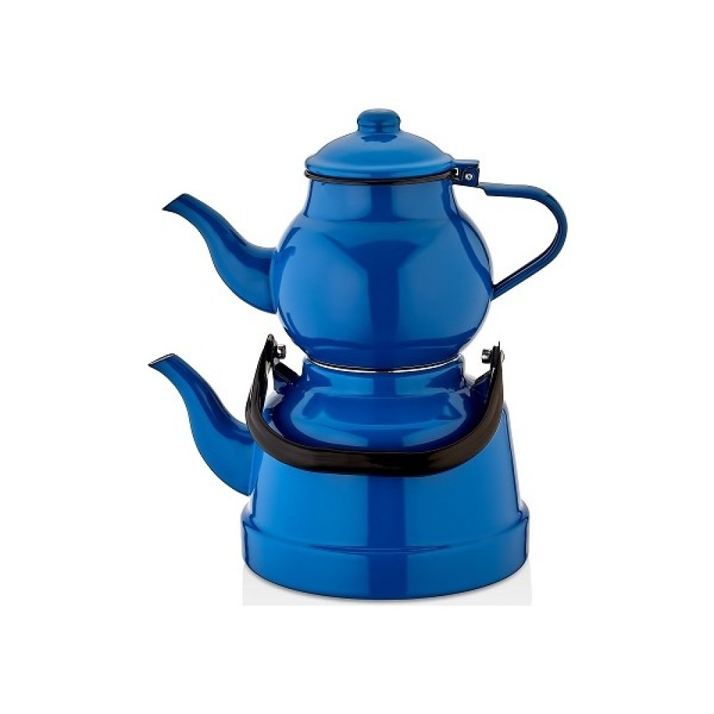 M&K Kitchen Ebru Emaye Mavi Çaydanlık Takımı Orta Boy Vintage Nostalji 1,1/2,5 lt Çay / Çaydanlık Setleri Fiyatı