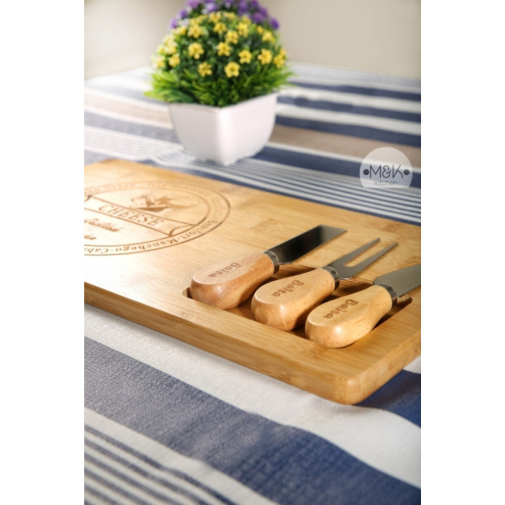 M&K Kitchen Peynir Sunum Tahtası 3 Bıçaklı Mutfak Gereçleri Fiyatı
