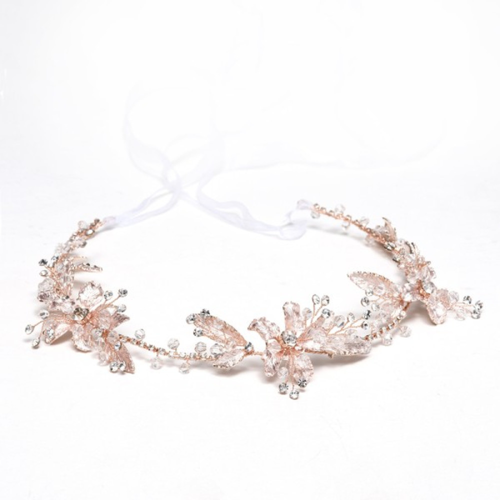 Mk Moda Atelier Rose Gold Yaprak Desenli Kristal Gelin Tacı Saç Aksesuarı Toka, Taç & Saç Bandı Fiyatı