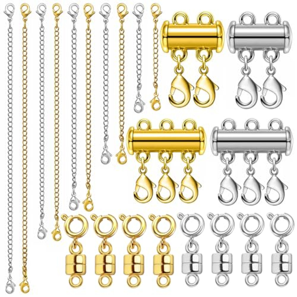 MKCYD Magnetic Jewelry Clasps for Necklace Extender and Layering, Multiple Styles Magnetic Clasps for Necklace Bracelet Anklet