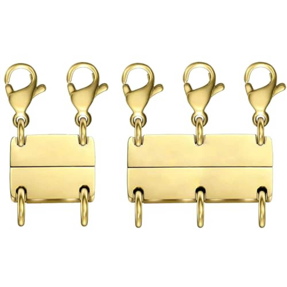 MKCYD Multi Necklace Layering Clasps Strong Magnetic Clasp, Gold Necklace Separator for Layering, Multiple Jewelry Closures for Layered Look