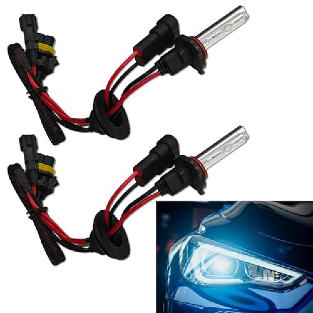 MLAHUIER 2 Pack 9005 HID Xenon Bulbs for Car, IP67 Waterproof Hid Lights for Cars Headlights, 35W 8000LM 6000K Front Lighting Bulb with Stents Base for High Low Beam Bulb Replacement