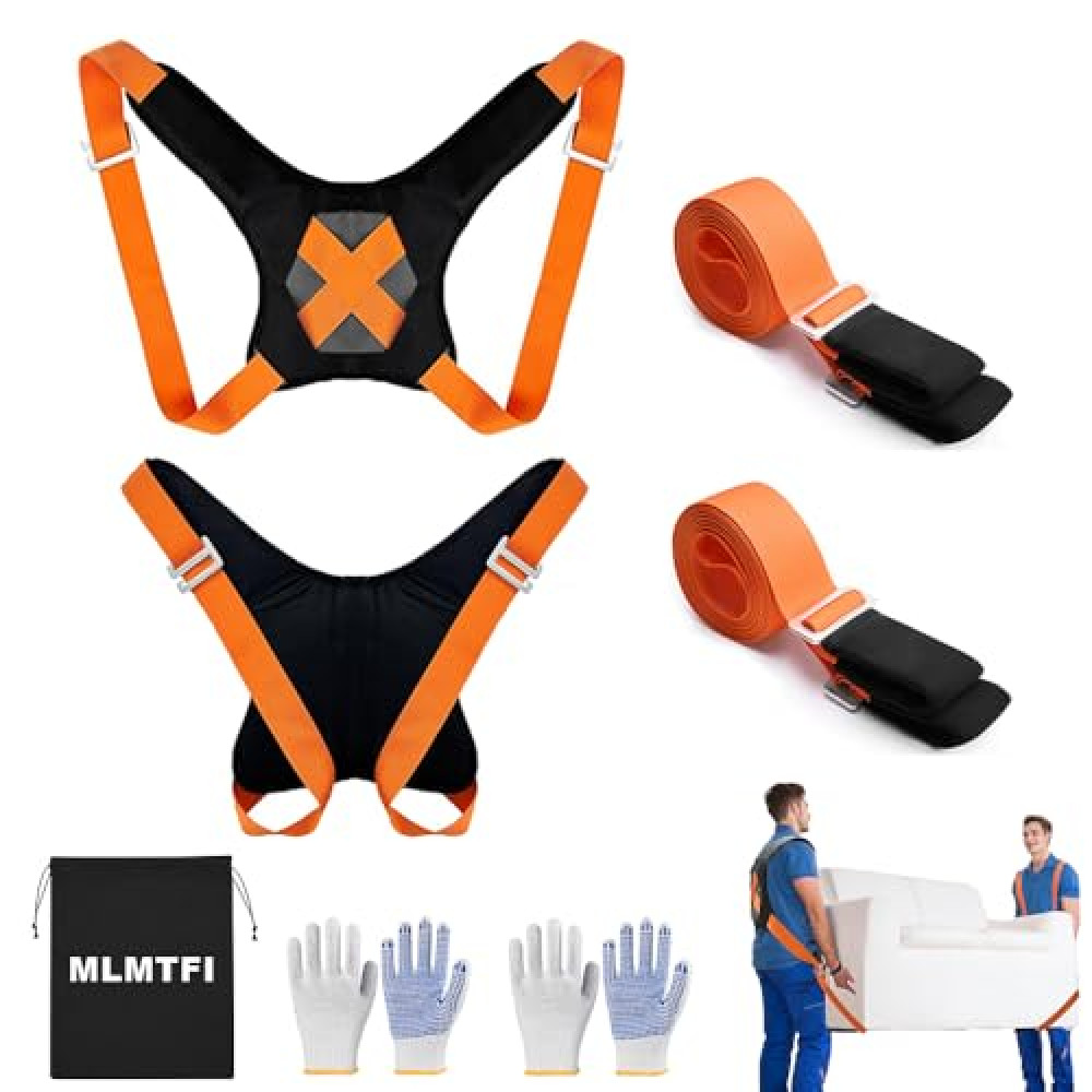 MLMTFI Moving Straps, 2-Person Lifting and Moving System Shoulder Lifting Straps to Move Mattress Appliance Easily and Safely Furniture Moving Straps with Back Support Heavy Objects up to 880lbs