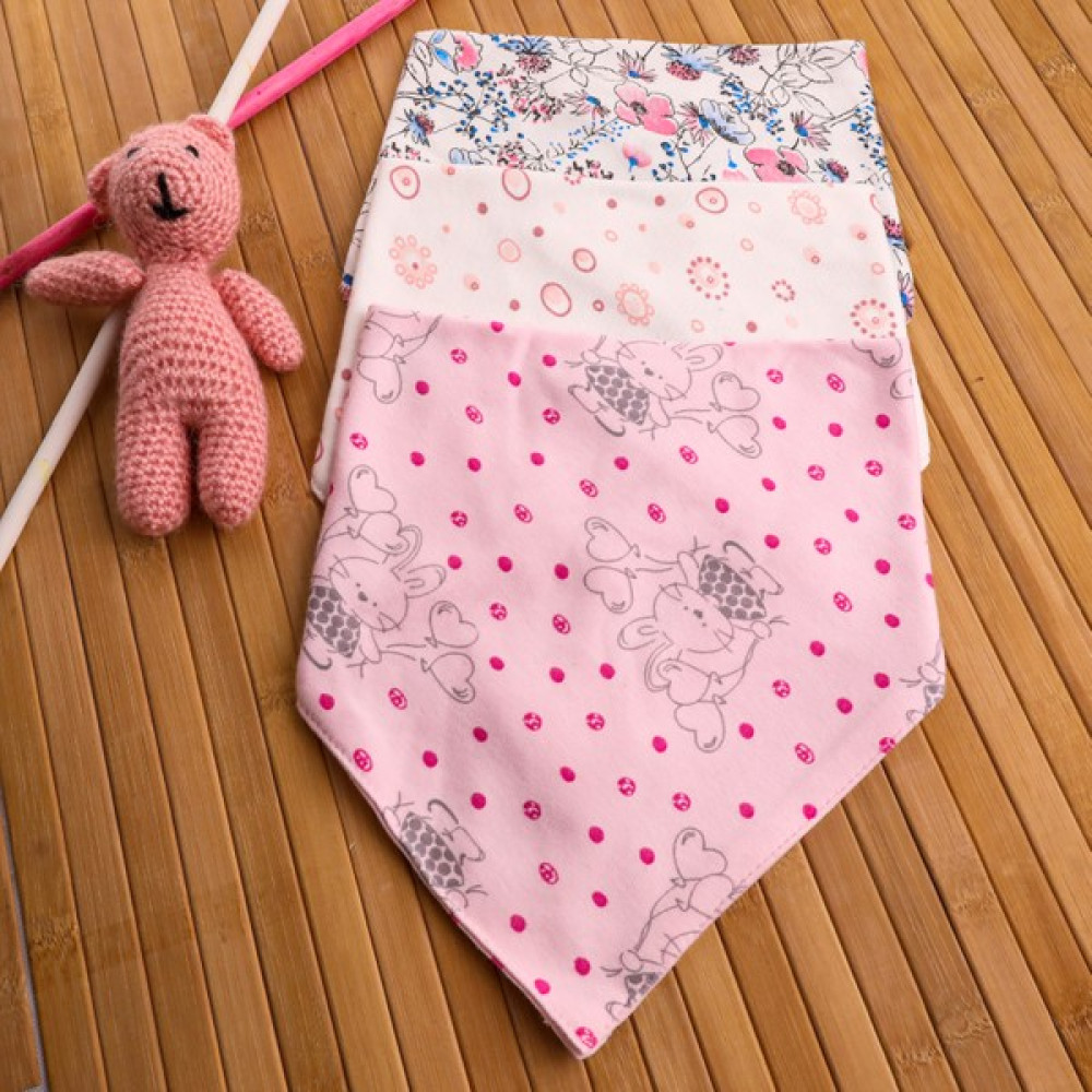M.m Beba Pembe Karışık Desenli Çıtçıtlı Yeni Doğan 3'lü Bebek Mama/salya Önlüğü - Renkli - 0 - 2 Yaş Mama Önlüğü Fiyatı