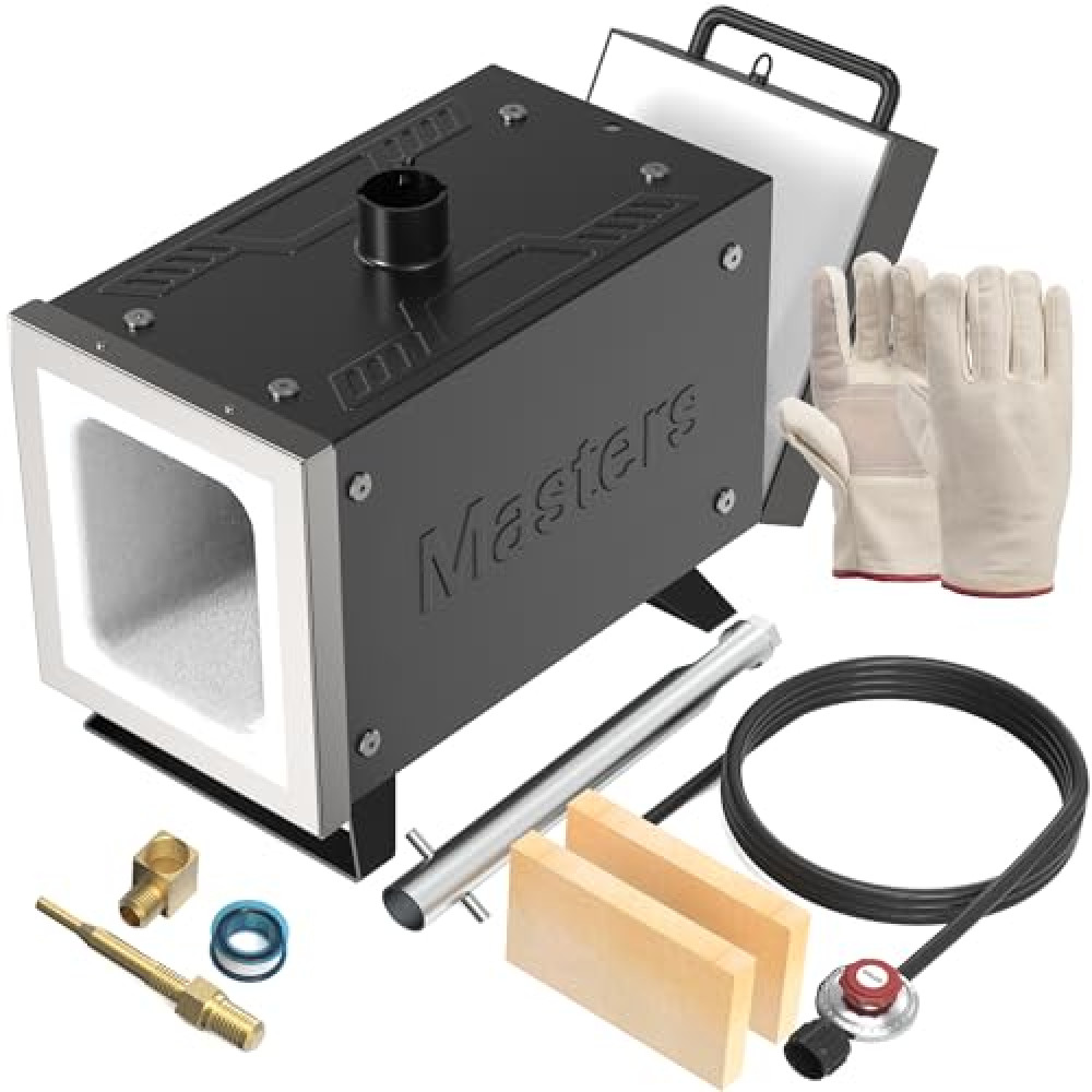 MMasters Portable Propane Forge, 1 Burner Single Door 2600°F 30PSI Blacksmithing Forge for Knife Making and Metalwork, Large Capacity Horseshoe Forging Tools, Gas Welding Kits