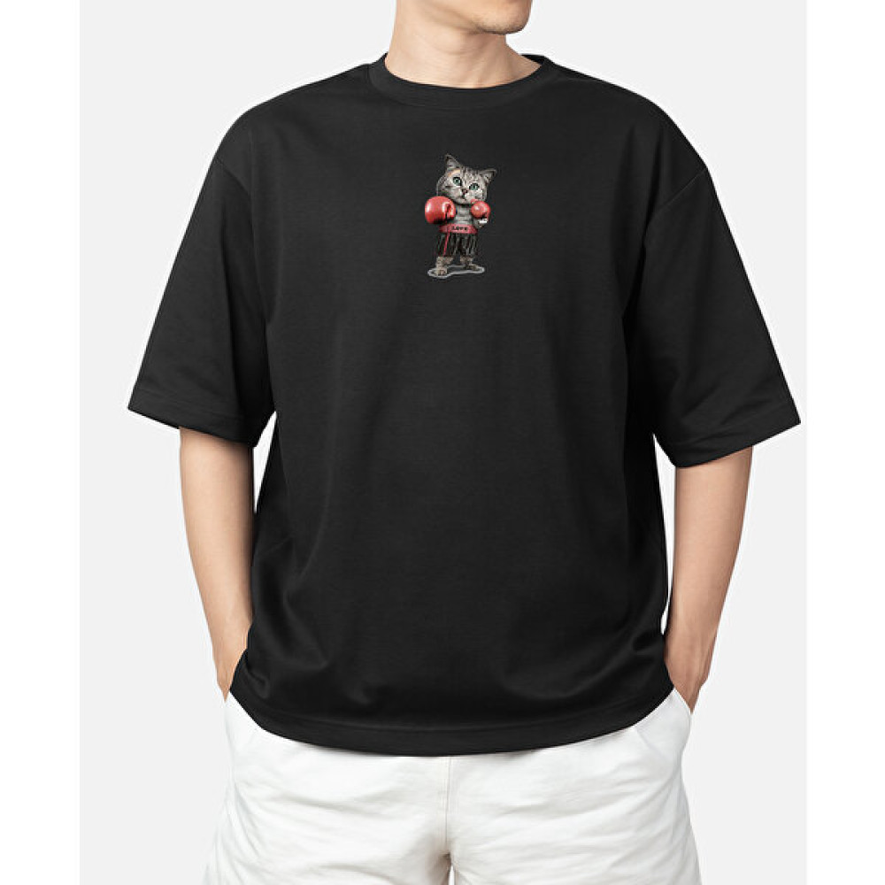 MMC Boksör Kedi Siyah Oversize Tshirt Erkek T-shirt Fiyatı