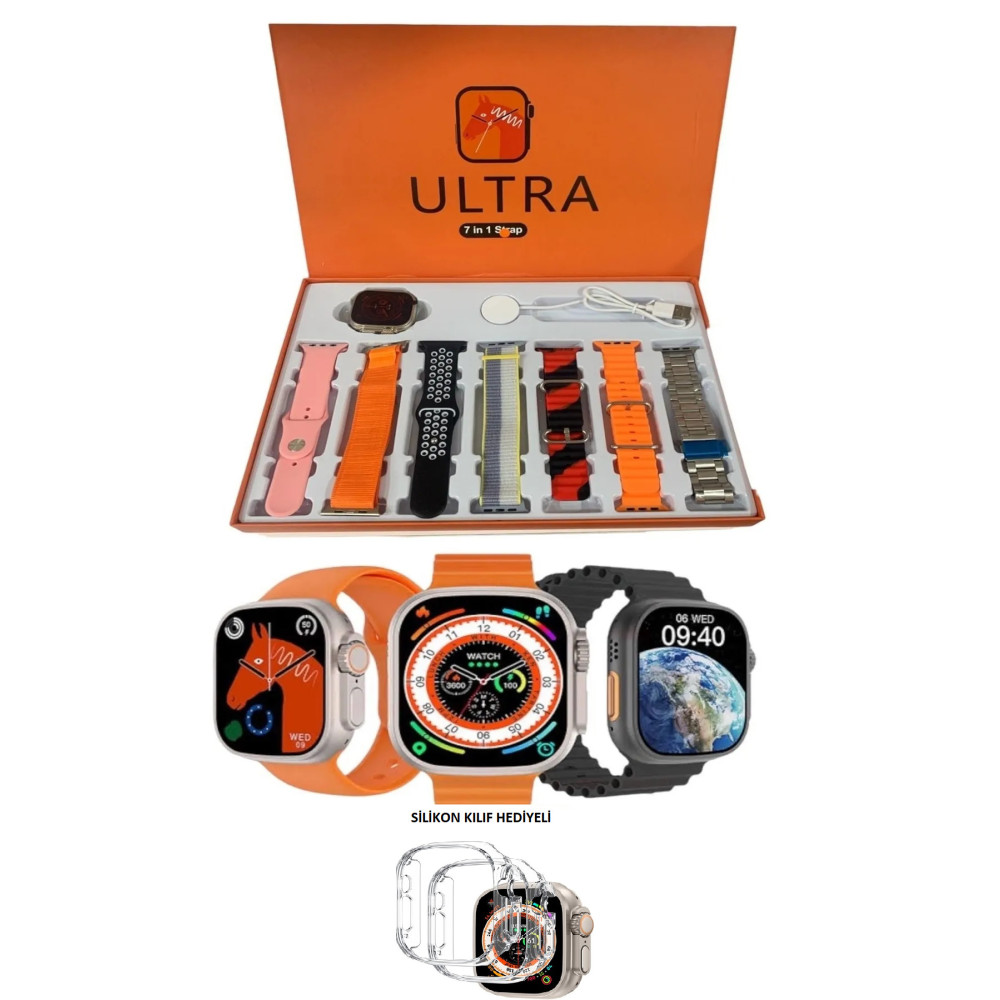 Mmctech Smart Watch 8 Ultra 7 In 1 Akıllı Saat 7 Kordonlu Takvim Spor Whatsapp Menülü Akıllı Saat Fiyatı