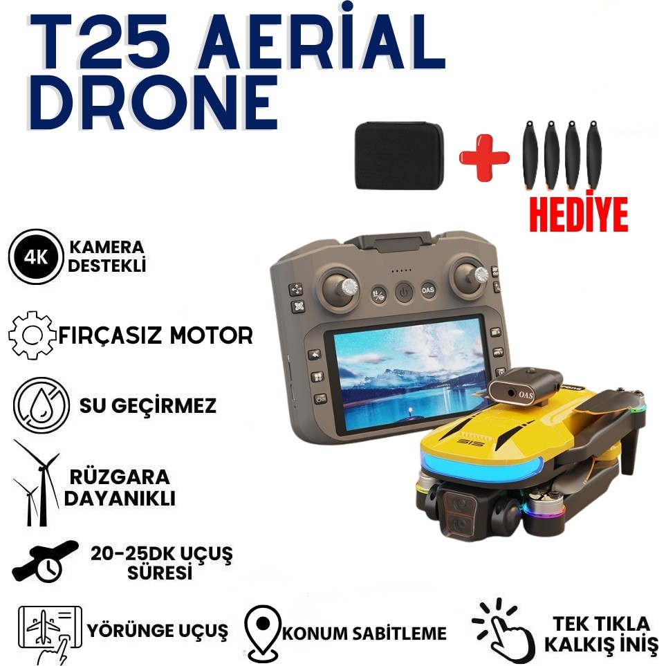 MMctech T25 Hd Aerial Kameralı, Fırçasız Motorlu, Katlanabilir Drone Diğer Fiyatı