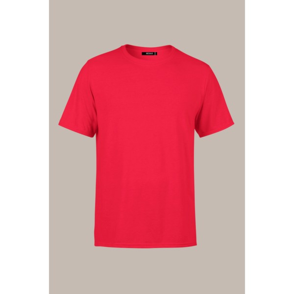 mmetalic Erkek Kırmızı T- Shirt Regular Fit Rahat Kesim Bisiklet Yaka Basic Tişört Erkek T-shirt Fiyatı