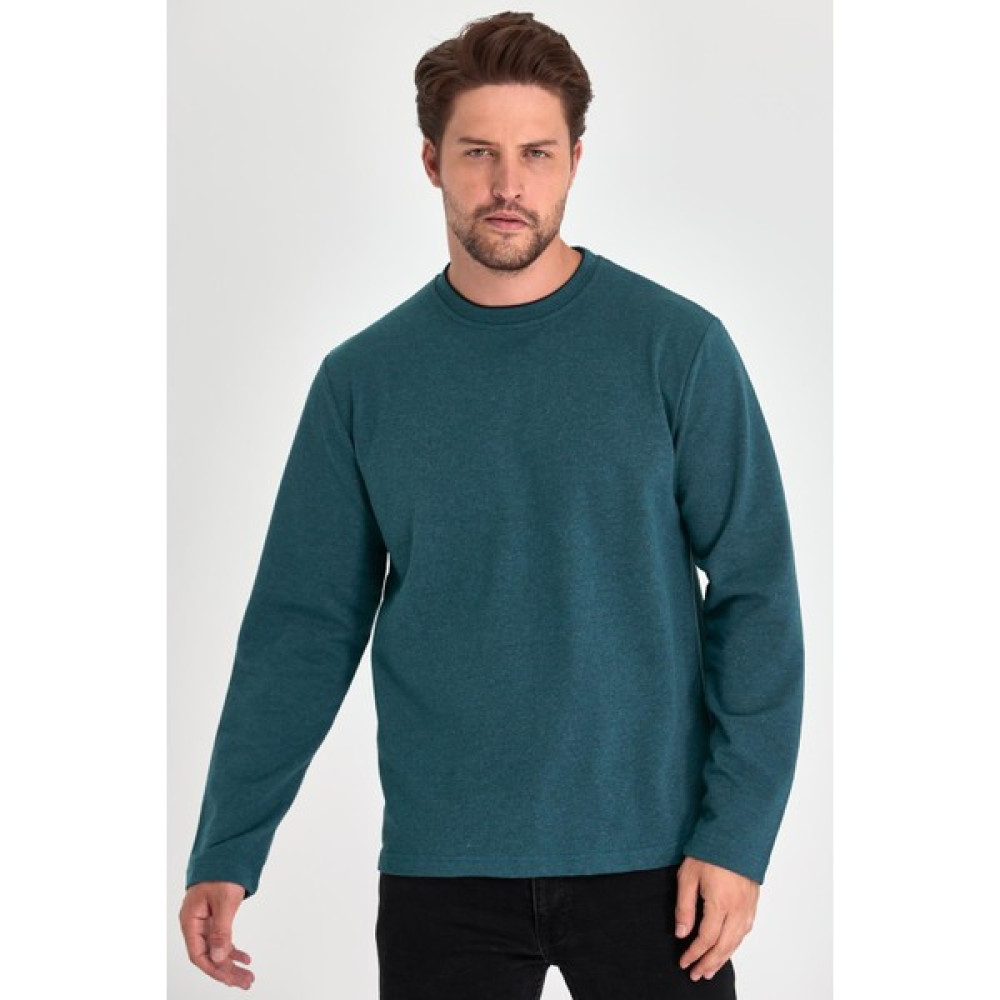 mmetalic Erkek Petrol Çift Bisiklet Yaka Standart Rahat Kesim Sweatshirt Erkek Sweatshirt Fiyatı