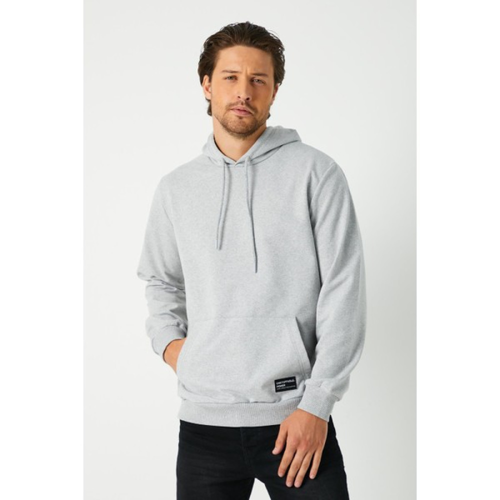 mmetalic Gri Erkek Kapüşonlu Kanguru Cepli Sweatshirt Erkek Sweatshirt Fiyatı