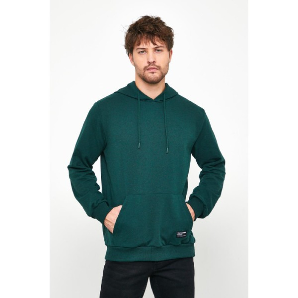 mmetalic Koyu Yeşil Erkek Kapüşonlu Kanguru Cepli Sweatshirt Erkek Sweatshirt Fiyatı