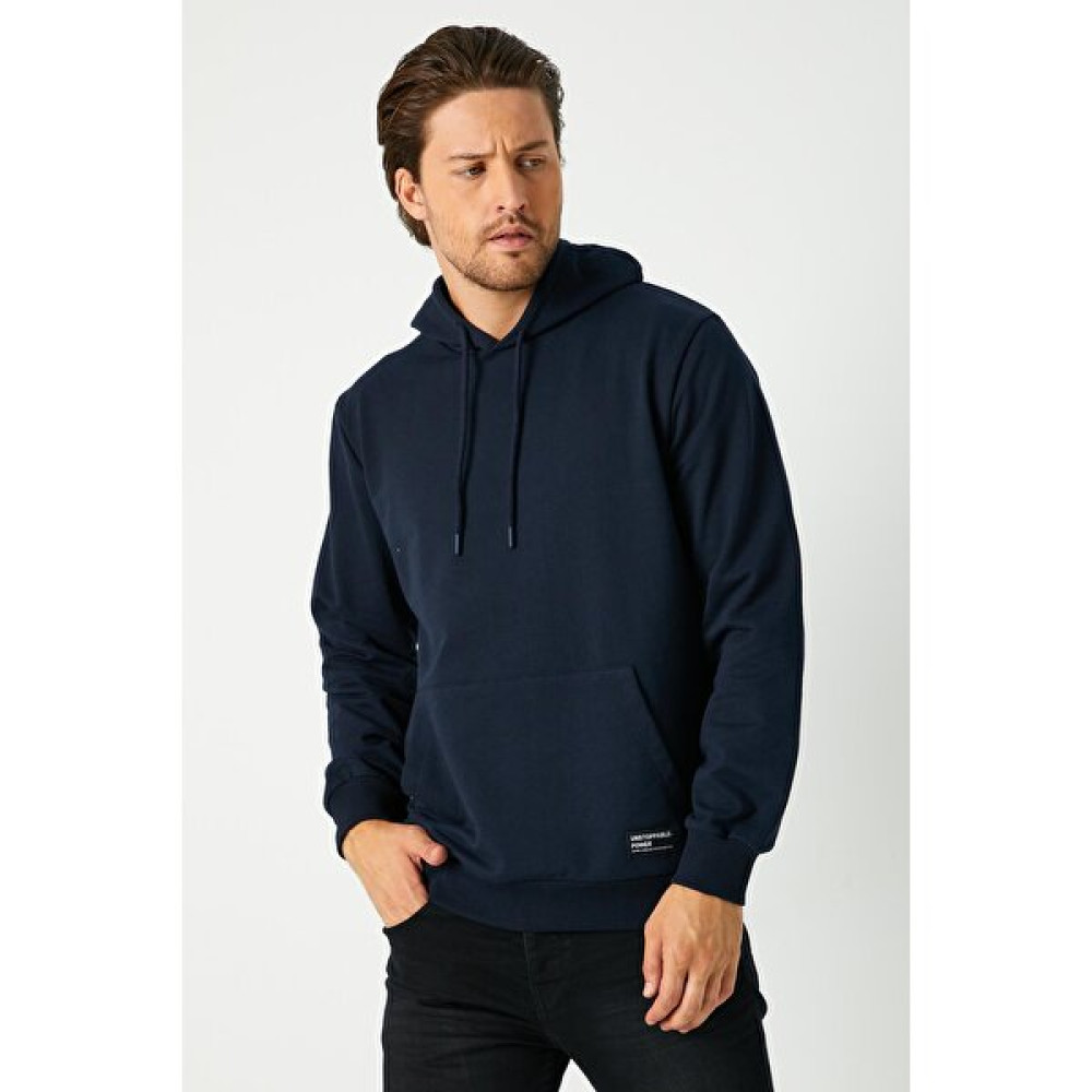 mmetalic Lacivert Erkek Kapüşonlu Kanguru Cepli Sweatshirt Erkek Sweatshirt Fiyatı