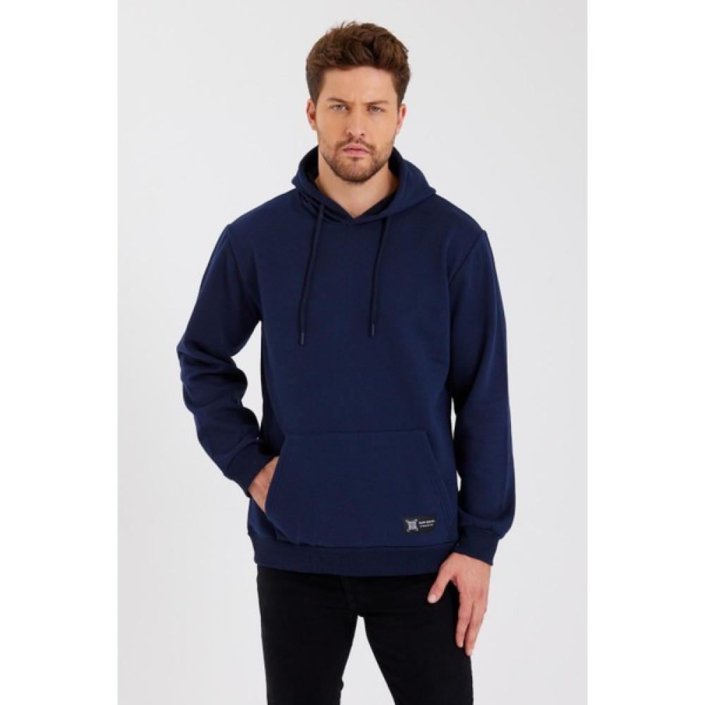 mmetalic Lacivert Kanguru Cepli Kapüşonlu Içi Pamuklu Erkek Sweatshirt Erkek Sweatshirt Fiyatı