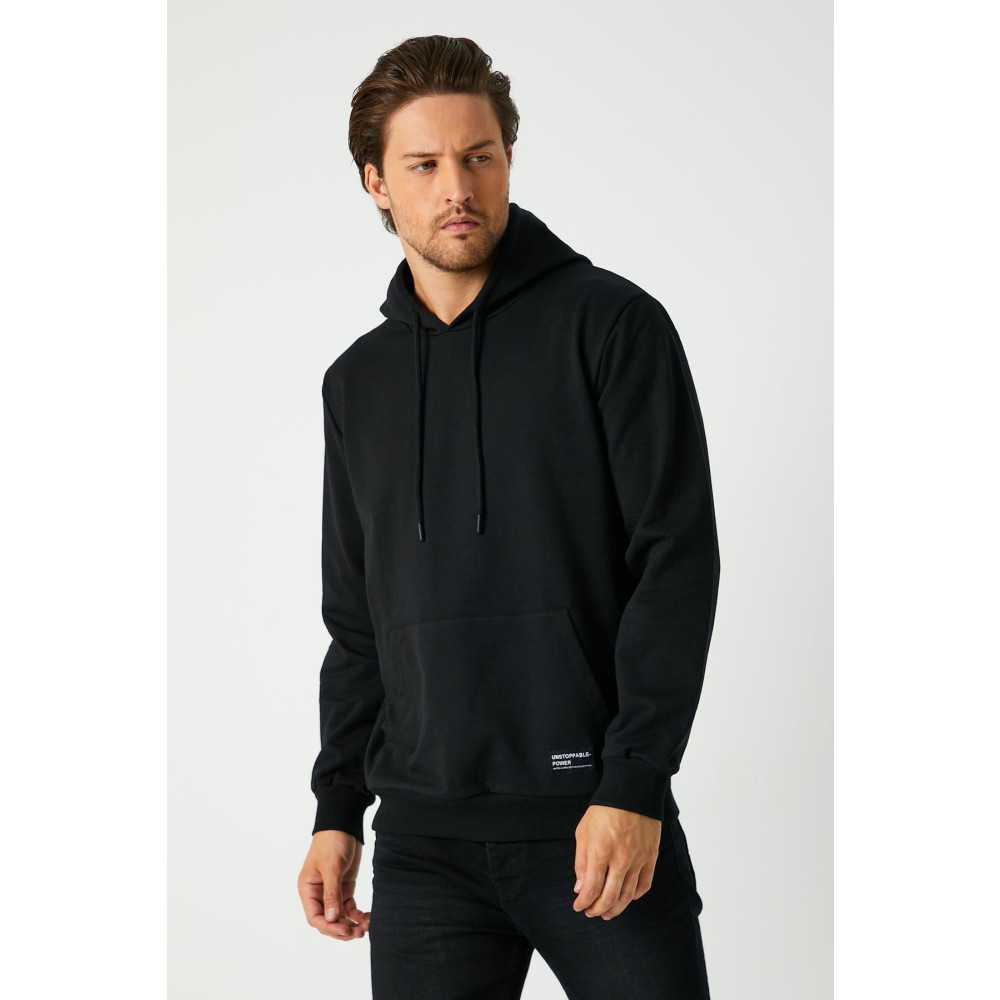 mmetalic Siyah Erkek Kapüşonlu Kanguru Cepli Sweatshirt 2XL Beden Bayan Sweatshirt Fiyatı