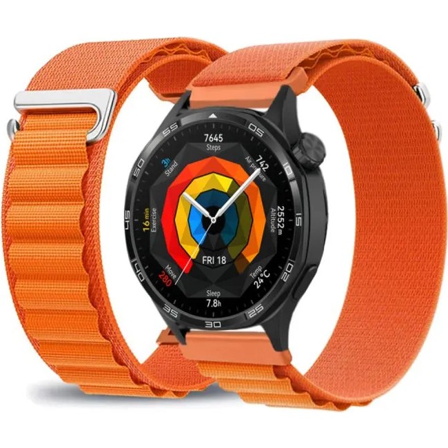 MMP Shop Huawei Watch Gt4 / Gt5 / Gt5 Pro / Gt6 / Gt6 Pro 46MM Uyumlu Alpine Loop Kumaş Kancalı Kordon - Turuncu Cep Telefonu Fiyatı