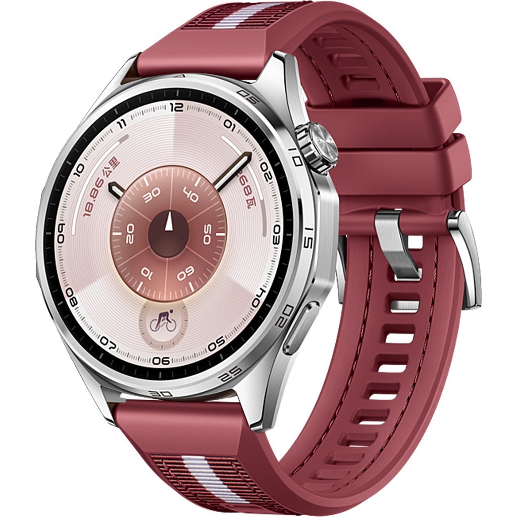 MMP Shop Huawei Watch Gt6 46MM Uyumlu Metal Tokalı Dikiş Detaylı Spor Silikon Kordon - Kırmızı Cep Telefonu Fiyatı