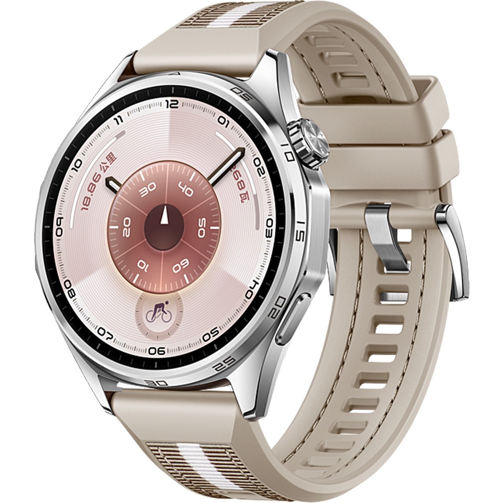 MMP Shop Huawei Watch Gt6 46MM Uyumlu Metal Tokalı Dikiş Detaylı Spor Silikon Kordon - Starlight Cep Telefonu Fiyatı