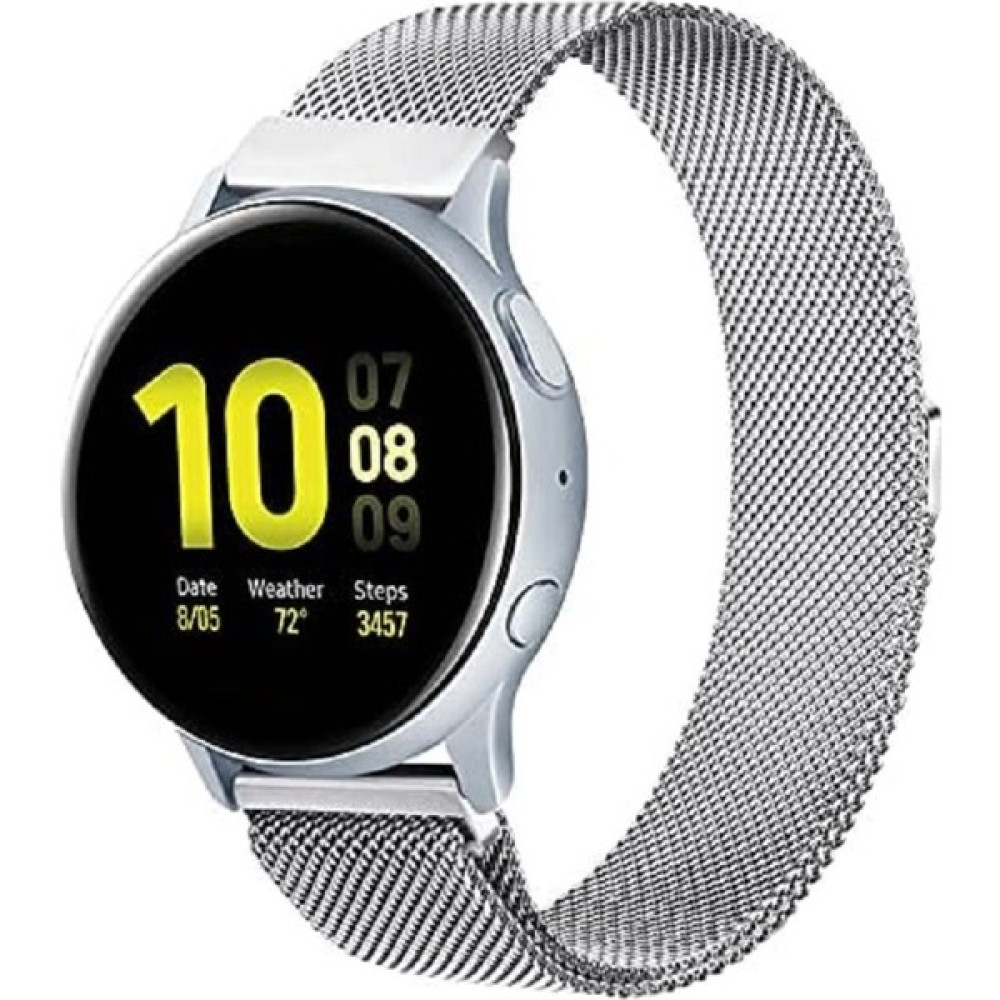 MMP Shop Samsung Galaxy 4 5 6 7 Fe 40 44MM Classic 42 43 46 47MM Uyumlu 20MM Metal Örğü Hasır Manyetik Kordon - GLX Watch 4-5-6-7-Fe - Gümüş Giyilebilir Teknoloji Aksesuarları Fiyatı