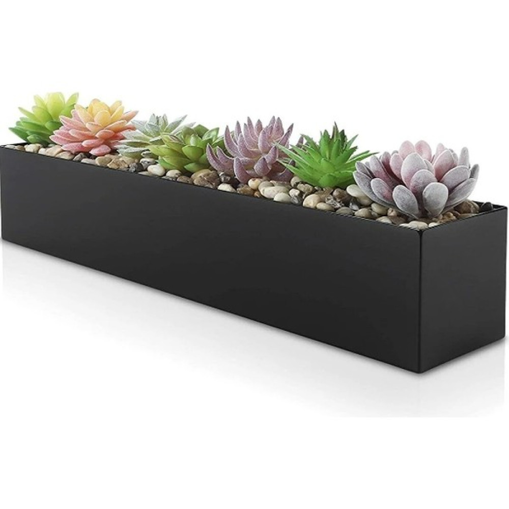 MMT Modern Metal Saksı - Dikdörtgen Saksı - Pencere Pervazı Saksısı - Yalak Saksı - Uzun Saksı-40 cm - Siyah Saksı ve Aksesuarları Fiyatı