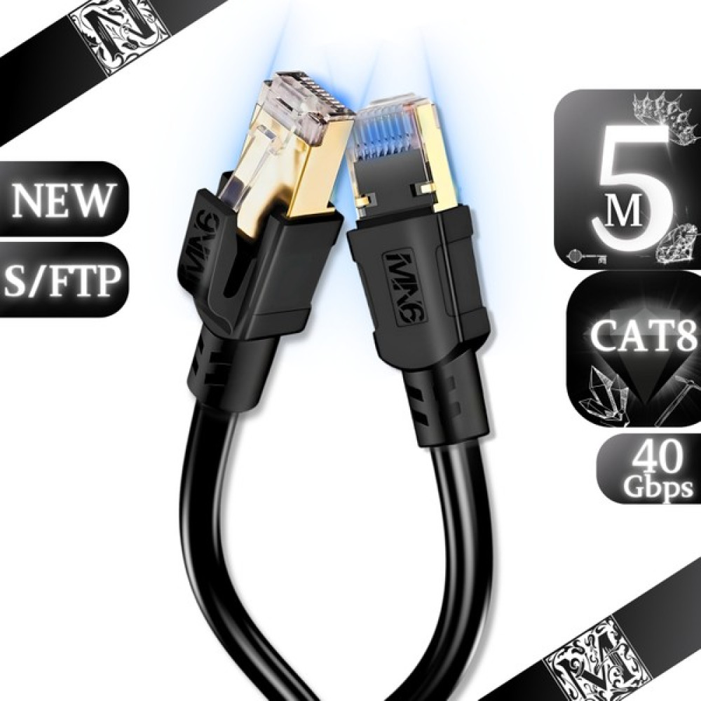 MN6 M110XF Cat8 Kablo/5 METRE/40GBPS-2000MHZ-26 Awg-S/ftp-Cat8 Ethernet Kablosu - Siyah - 5 m Ağ / Network Kablosu Fiyatı