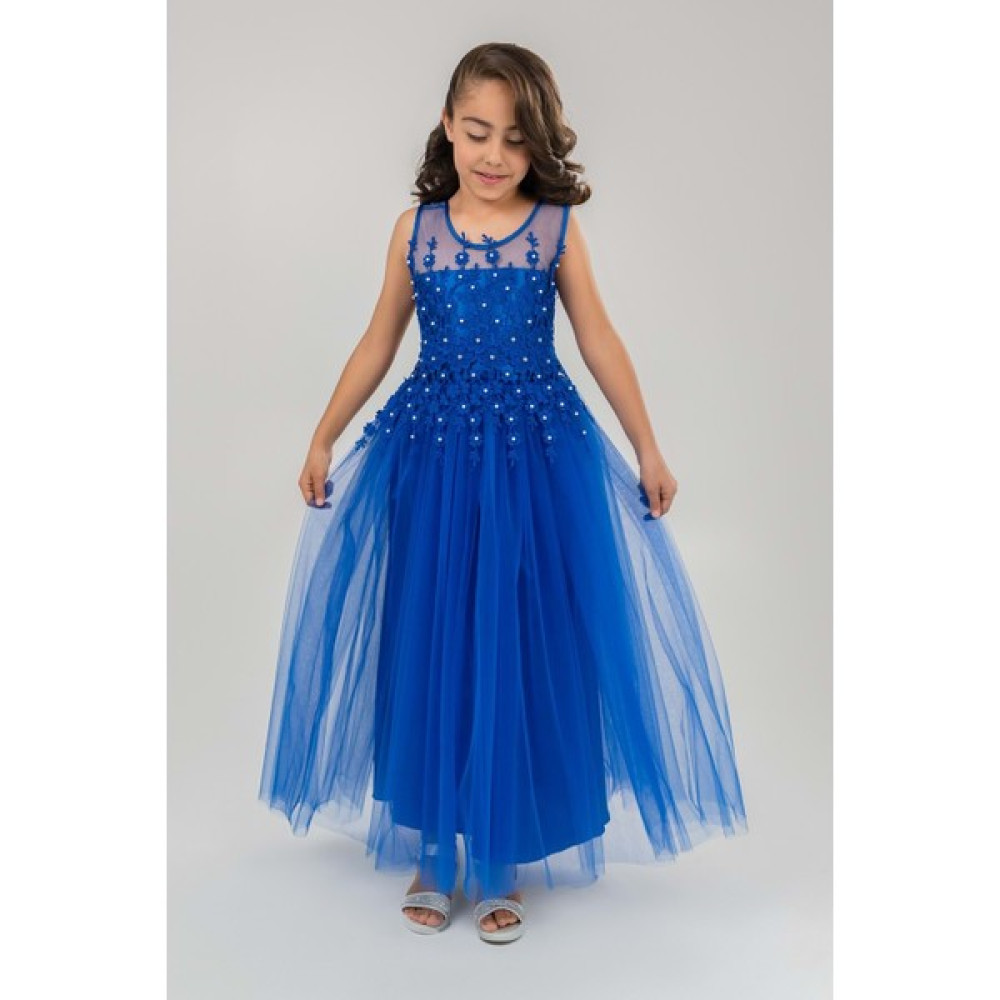 Mnk Baby & Kids Güpür Model Gelinlik Çocuk Kolsuz Abiye MNK0469 Elbise Fiyatı