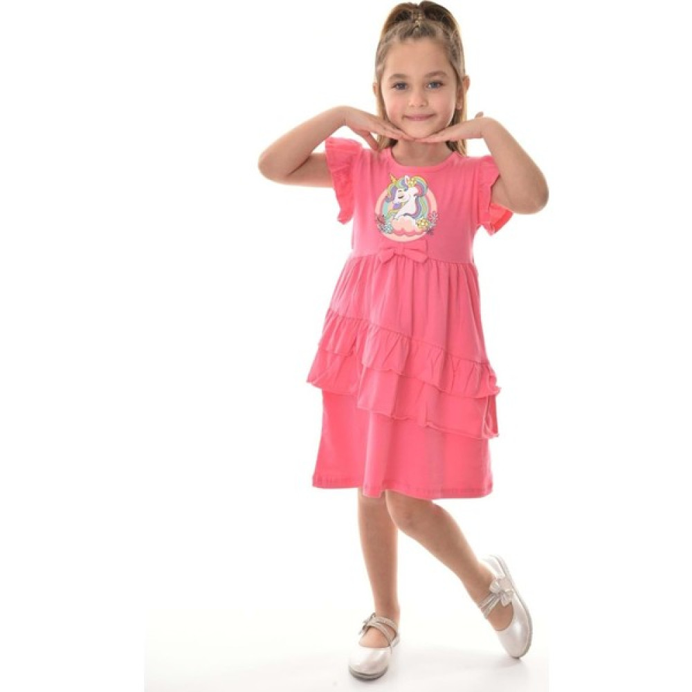 Mnk Baby & Kids Penye Kız Çocuk Yazlık Rahat Elbise MNK0490 Elbise Fiyatı