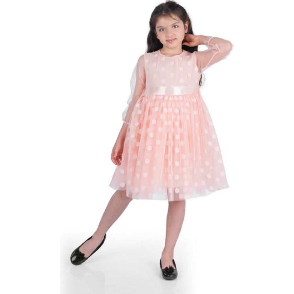 Mnk Baby & Kids Prenses Iri Puanlı Tokalı Dantel Kumaş Kız Çocuk Elbise MNK0547 - Bordo - 9 Yaş Kız Çocuk Elbise Fiyatı