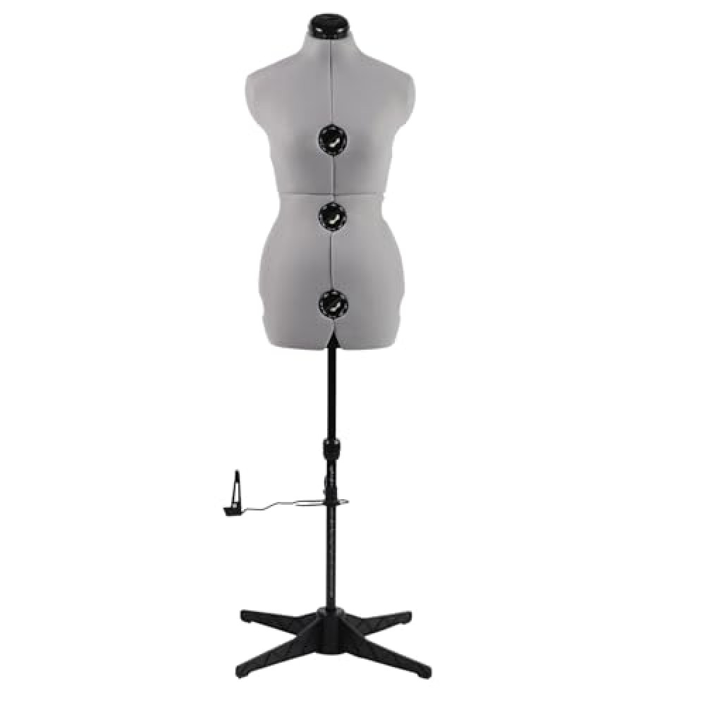 MNOXBCCO Dress Forms for Sewing, Grey Female Mannequin Adjustable Size 6-14, Pin able Model Body with 13 Dials & 360 Degree Hem Guide, Up to 75" Height Adjustable for Clothing Display