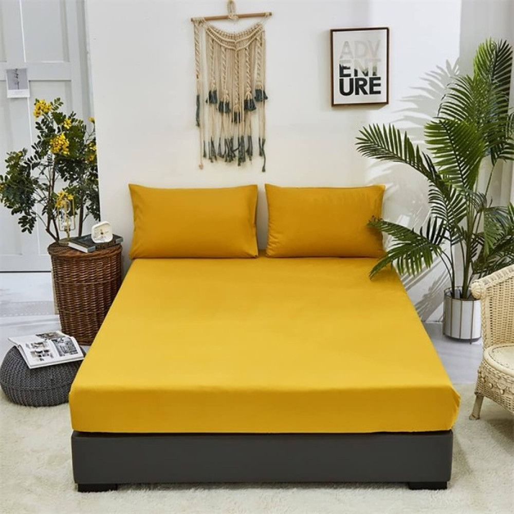 Mobaş Tek Kişilik Pamuklu Penye Lastikli Çarşaf 100X200 - 100 x 200 - Hardal Çarşaf Fiyatı