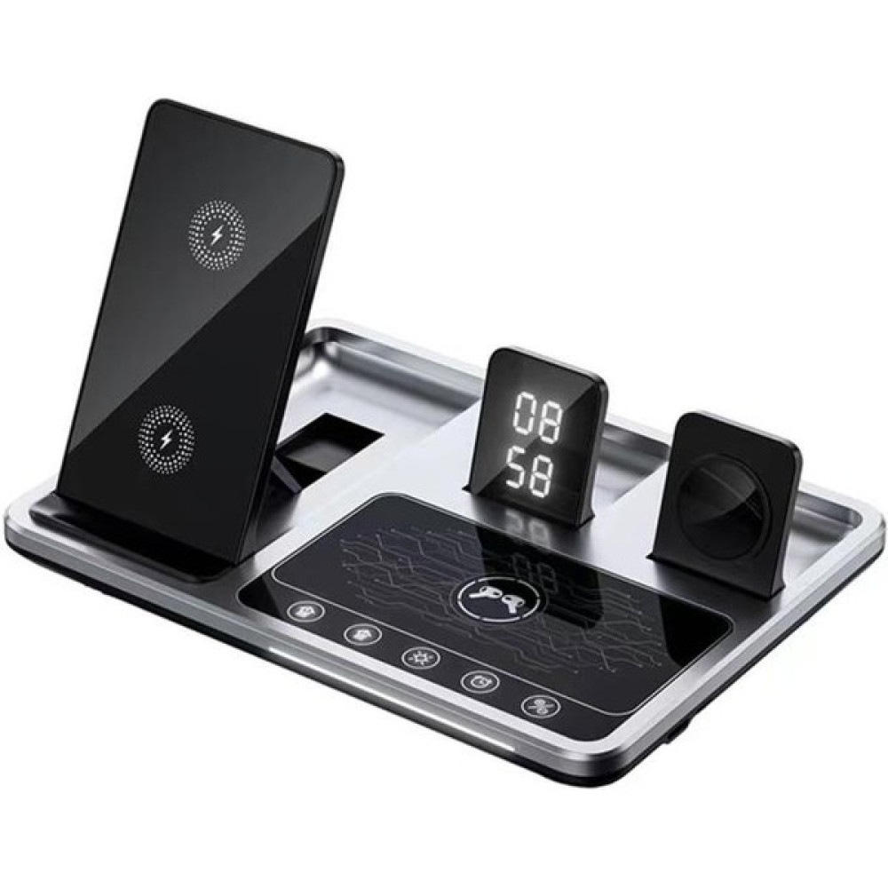 MobaxAksesuar 30W Apple iPhone Airpods Watch / Android 3in1 Kablosuz Wireless Şarjlı Standı Katanır R11 - Siyah Cep Telefonu Şarj Cihazı Fiyatı