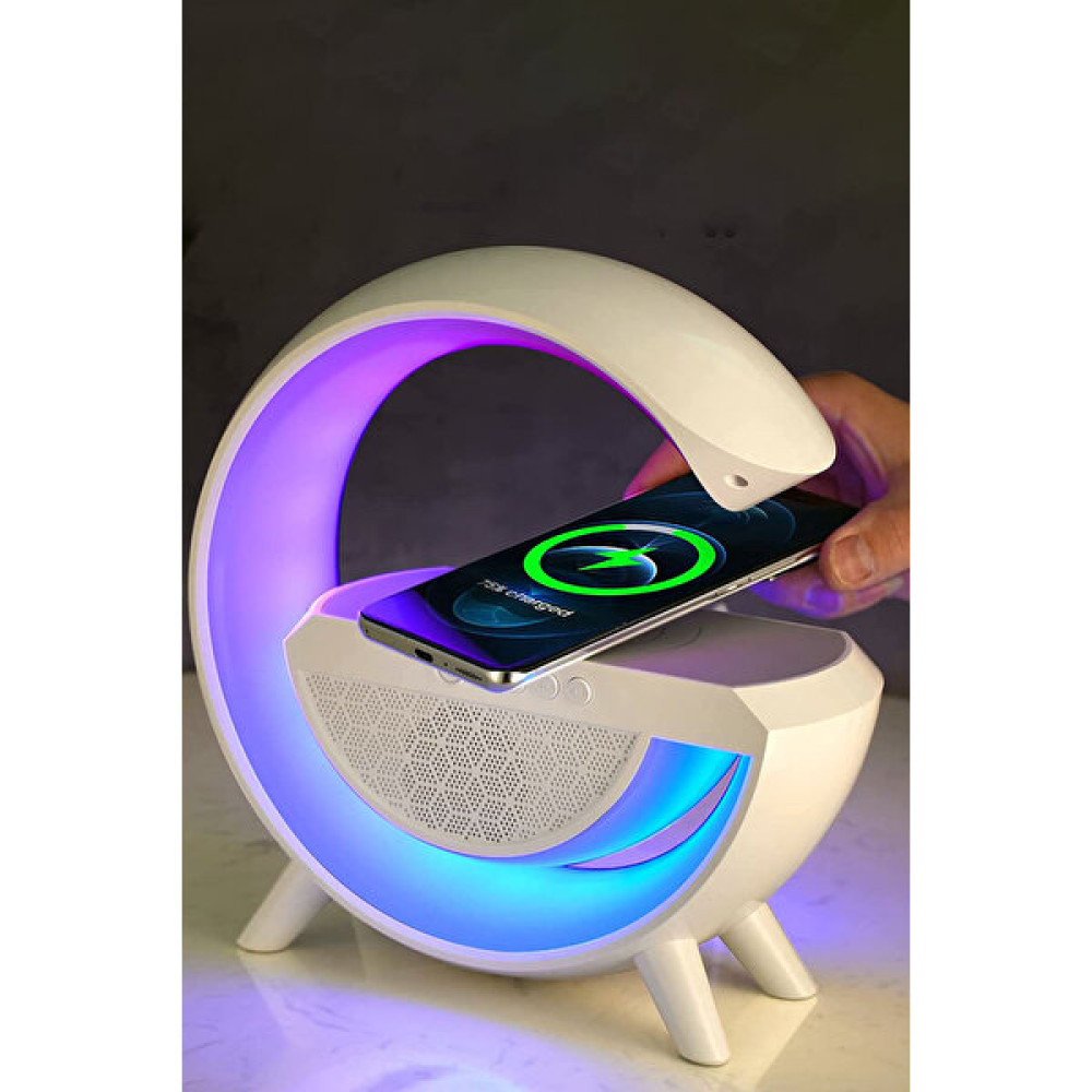 Mobee Kablosuz Telefon Standı Şarj LED Işıklı Bluetooth Hoparlör Radyolu Müzik Çalar 3in1 - Beyaz Cep Telefonu Şarj Cihazı Fiyatı