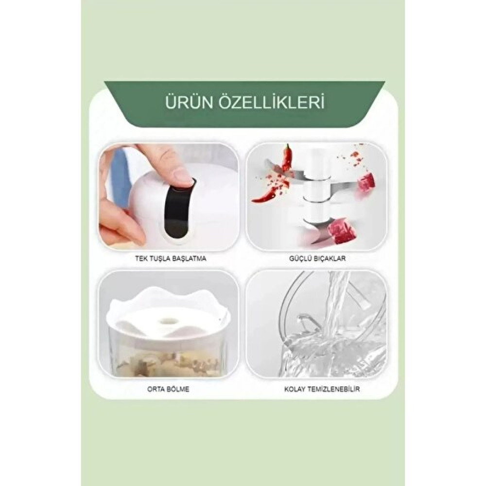 Mobee Yeni Nesil Şarjlı Sarımsak Rondosu 3 Bıçaklı Pratik Mini El Rondosu Mini Rondo 250ML - Beyaz Doğrayıcılar / Rondolar Fiyatı